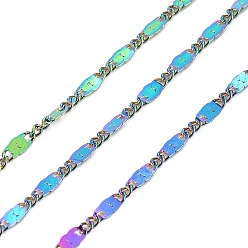 Rainbow Color Вакуумное покрытие 304 звеньев цепи из нержавеющей стали, несварные, с катушкой, Радуга цветов, 2x0.5 мм, около 32.81 футов (10 м) / рулон