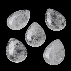 Cristal de cuarzo Colgantes de cristal de cuarzo naturales, colgantes de cristal de roca, encantos de lágrima, 35.5x25x8.5 mm, agujero: 1 mm