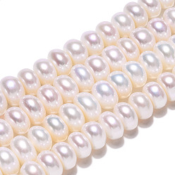 Coquillage De Mer Brins de perles de culture d'eau douce naturelles, rondelle, couleur de coquillage, 7x3.5~5mm, Trou: 0.6mm, Environ 66~67 pcs/chapelet, 14.57 pouce (37 cm)