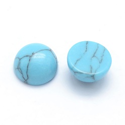 Turquoise Synthétique Cabochons turquoises synthétiques, demi-tour, 6x3~3.5mm