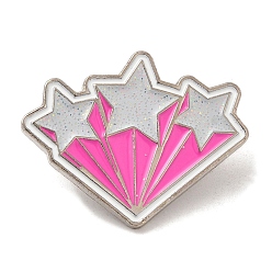 Звезда Эмалированные булавки розовой серии, Броши из сплава платинового тона для женской одежды, рюкзака, звезда, 25x31x1.5 мм