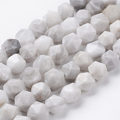 Crazy Agate Natural White Crazy Agate Beads Strands, Faceted, Round, 10x9mm, Hole: 1.2mm, about 38pcs/strand, 15.3 inch(39cm)