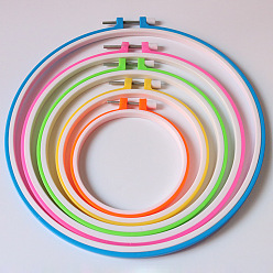 Mixed Color Plastic Cross Stitch Embroidery Hoops, Sewing Tools Accessory, Round, Mixed Color, 120~285mm, 5pcs/set
