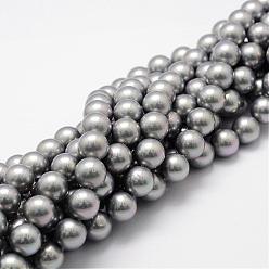 Gris Shell hebras de perlas de cuentas, arco iris chapado, Grado A, rondo, gris, 8 mm, agujero: 1 mm, sobre 51 unidades / cadena, 16 pulgada