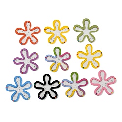 Mixed Color Acrylic Pendants, Flower, Mixed Color, 38.5x40x2mm, Hole: 1.8mm