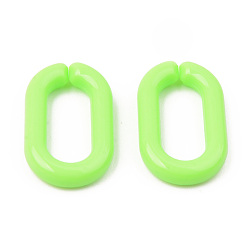 Pelouse Verte Anneaux de liaison acryliques opaques, connecteurs à liaison rapide, pour la fabrication de chaînes de câble de bijoux, ovale, pelouse verte, 27x16x4mm, diamètre intérieur: 19x8 mm, environ490 pcs / 500 g
