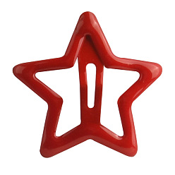 Dark Red Hair Accessories Iron Snap Hair Clips, with Enamel, Star, Dark Red, 30x30mm