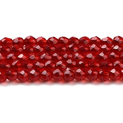 FireBrick Transparent Glass Beads Strands, Faceted Round, FireBrick, 2mm, Hole: 0.8mm, about 175pcs/strand, 14.06~14.17 inch(35.7~36cm)