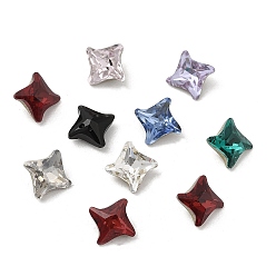 Color mezclado Cabujones de diamantes de imitación de cristal, puntiagudo espalda y dorso plateado, molino de viento facetado, color mezclado, 6x6x3.5~4 mm