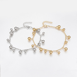 Mixed Color 304 Stainless Steel Anklets, Round, Mixed Color, 9~9-1/2 inch(23~24cm)