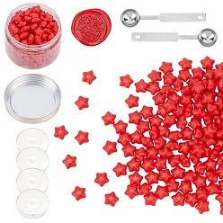 FireBrick CRASPIRE Sealing Wax Particles Kits for Retro Seal Stamp, with Stainless Steel Spoon, Candle, Plastic Empty Containers, FireBrick, 9mm, 200pcs