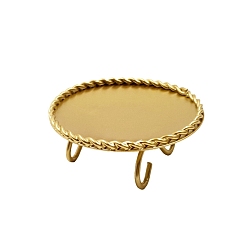 Golden Flat Round Iron Plate Candle Holder, Pillar Candle Centerpiece, Perfect Home Party Decoration, Golden, 10x3.5cm