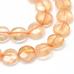Citrine Natural Citrine Flat Round Bead Strands, Faceted, Dyed & Heated, 8x4mm, Hole: 1mm, about 49pcs/strand, 16 inch