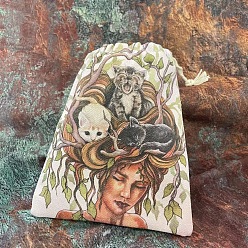 Human Pochettes d'emballage en toile à thème tarot sacs à cordon, rectangle, motif humain, 15~18x13~14 cm