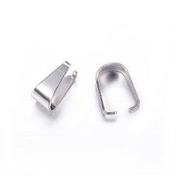 Stainless Steel Color 201 Stainless Steel Snap on Bails, Stainless Steel Color, 10x9x5mm