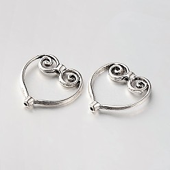 Antique Silver Heart Tibetan Style Alloy Beads, Antique Silver, 20.5x20x3mm, Hole: 1mm