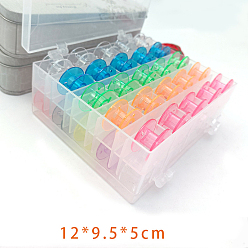 (52) Непрозрачная лаванда Прозрачные пластиковые бобышки, держатели швейных ниток, для швейных инструментов, с ящиком для хранения, разноцветные, 20x10 мм, отверстие : 6 мм, 50 шт / комплект
