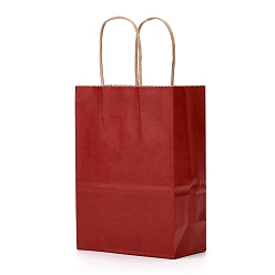 Dark Red Kraft Paper Bags, Gift Bags, Shopping Bags, with Handles, Dark Red, 15x8x21cm