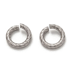 Stainless Steel Color 304 Stainless Steel Jump Rings, Open Jump Rings, Twisted, Round Ring Shape, Stainless Steel Color, 7x2mm, Inner Diameter: 11mm