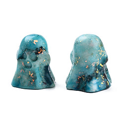 Turquoise Moyen Décorations d'affichage en quartz naturel, avec de la poudre d'opale naturelle, teints et chauffée, style d'halloween, fantôme, turquoise moyen, 24.5x24.5x28mm