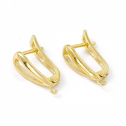Real 24K Gold Plated Brass Hoop Earring Findings with Latch Back Closure, with Horizontal Loops, Teardrop, Cadmium Free & Lead Free, Long-Lasting Plated, Real 24K Gold Plated, 19.5x11x5mm, Hole: 1.2mm, Pin: 0.9mm