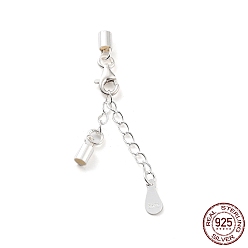 Серебро 925 удлинитель цепи из стерлингового серебра, концевые цепочки с застежками-караками и концами шнура, вкладки каплевидной цепочки, с печатью s925, серебряные, 24 mm.