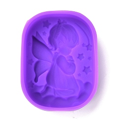 Purple Cupid Angel Silicone Molds, Food Grade Molds, For DIY Cake Decoration, Candle, Chocolate, Candy, Soap, Purple, 79x60x25.5mm, Inner Diameter: 76x57mm