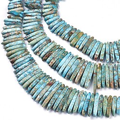 Jaspe Imperial Hilos de perlas graduadas de jaspe imperial natural, forma de colmillo, 15~65x4.5~6x5~5.5 mm, agujero: 1.2 mm, sobre 84~86 unidades / cadena, 16.5~16.9 pulgada (42~43 cm)