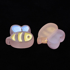 Prune Perles acryliques transparentes, avec l'émail, givré, abeille, prune, 23.5x26x9mm, Trou: 3mm