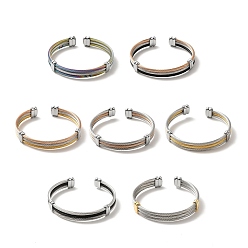 Mixed Color 304 Stainless Steel Triple Layer Twist Rope Open Cuff Bangle for Women, Mixed Color, Inner Diameter: 2 inch(5cm)