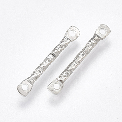 Platinum Iron Bar Links connectors, Nickel Free, Textured, Platinum, 17x2x1.5mm, Hole: 1mm