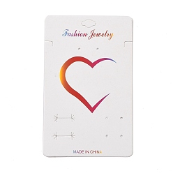 Heart Rectangle Earring Display Cards, White, Heart Pattern, 14.3x8.9x0.04cm, Hole: 2mm