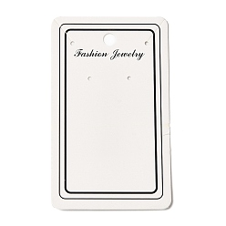 White Rectangle Paper One Pair Earring Display Cards with Hanging Hole, Jewelry Display Card for Earrings Storage, White, 10x6x0.05cm, Hole: 2mm