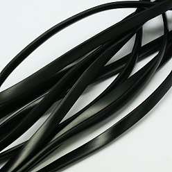 Black Synthetic Rubber Beading Cord, Flat, Solid, Black, 6x2mm, about 1.09 yards(1m)/strand