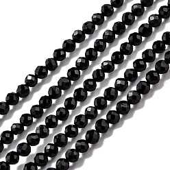 Tourmaline Natural Black Tourmaline Beads Strands, Faceted, Round, 2mm, Hole: 0.3mm, 15.35''(39cm)