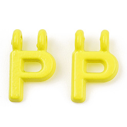 Letter P Rack Plating Spray Painted Alloy 2-Loop Link Pendants, Letter Charms, Lead Free & Nickel Free & Cadmium Free, Letter.P, 14x9x2mm, Hole: 2mm