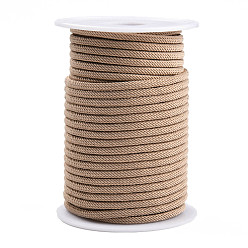 Tan Braided Polyester Cords, Tan, 4mm, about 21.87 yards(20m)/roll