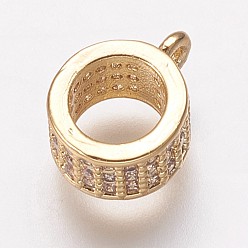 Золотой Латунные поручни из кубического циркония, петля под залог, бейлы, кольцо, прозрачные, золотые, 9.5x7.5x4 мм, отверстие : 1 мм