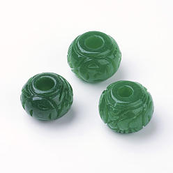 Myanmar Jade Perles européennes de jade birman / jade birman, Perles avec un grand trou   , teint, rondelle, 17~18x10~13mm, Trou: 4~5mm