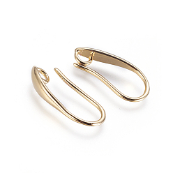 Golden Brass Earring Hooks, with Horizontal Loop, Long-Lasting Plated, Golden, 16.5x8.5x3mm, Hole: 2mm, 20 Gauge, Pin: 0.8mm