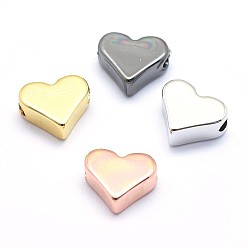 Mixed Color Brass Beads, Lead Free & Cadmium Free & Nickel Free, Heart, Mixed Color, 6x7x3mm, Hole: 1.2mm