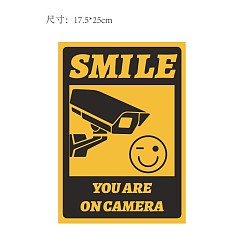 Furniture & Appliances Waterproof PVC Warning Sign Stickers, Rectangle with Word, Camera Pattern, 25x17.5cm, 5pcs/set