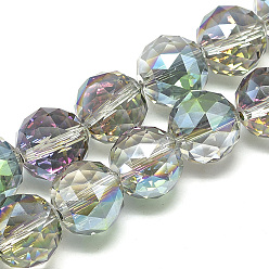 Coloré Perles en verre electroplate, arc-en-ciel plaqué, facette, ronde, colorées, 19~20mm, Trou: 2mm, environ 30 pcs/22 pouces