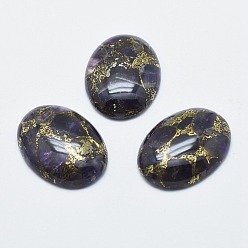 Amethyst Amethyst Cabochons, with Gold Line, Oval, 30x22x6mm
