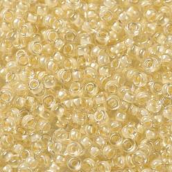 (RR2215) Fancy Lined Cream Perles rocailles miyuki rondes, perles de rocaille japonais, (rr 2215) crème doublée fantaisie, 15/0, 1.5mm, trou: 0.7 mm, environ 27777 pcs / 50 g