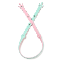 Pink Силиконовые цепочки для держателей детской соски, Детские жевательные игрушки для прорезывания зубов для детского душа, корона, розовые, 510x21x5 мм, отверстие : 4.5 мм