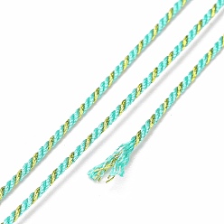 Pale Turquoise Polycotton Filigree Cord, Braided Rope, with Plastic Reel, for Wall Hanging, Crafts, Gift Wrapping, Pale Turquoise, 1mm, about 32.81 Yards(30m)/Roll
