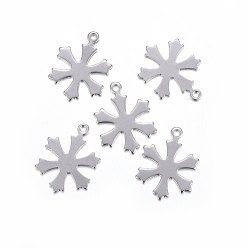 Stainless Steel Color 201 Stainless Steel Pendants, Snowflake, Stainless Steel Color, 19x14.5x0.7mm, Hole: 1.4mm