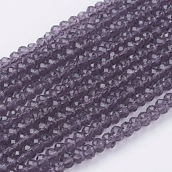 Medium Orchid Glass Beads Strands, Faceted, Rondelle, Medium Orchid, 3x2~2.5mm, Hole: 0.5mm, about 160~165pcs/strand, 15~16inch