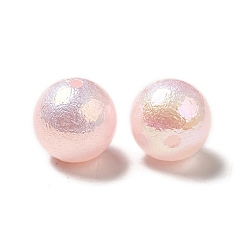 Pink УФ-покрытие непрозрачные радужные переливающиеся акриловые бусины, текстурированная круглая, розовые, 15~16x15 мм, отверстие : 2 мм